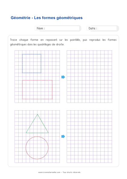 Fiches Mathématiques Grande Section - reproduire les formes géométriques